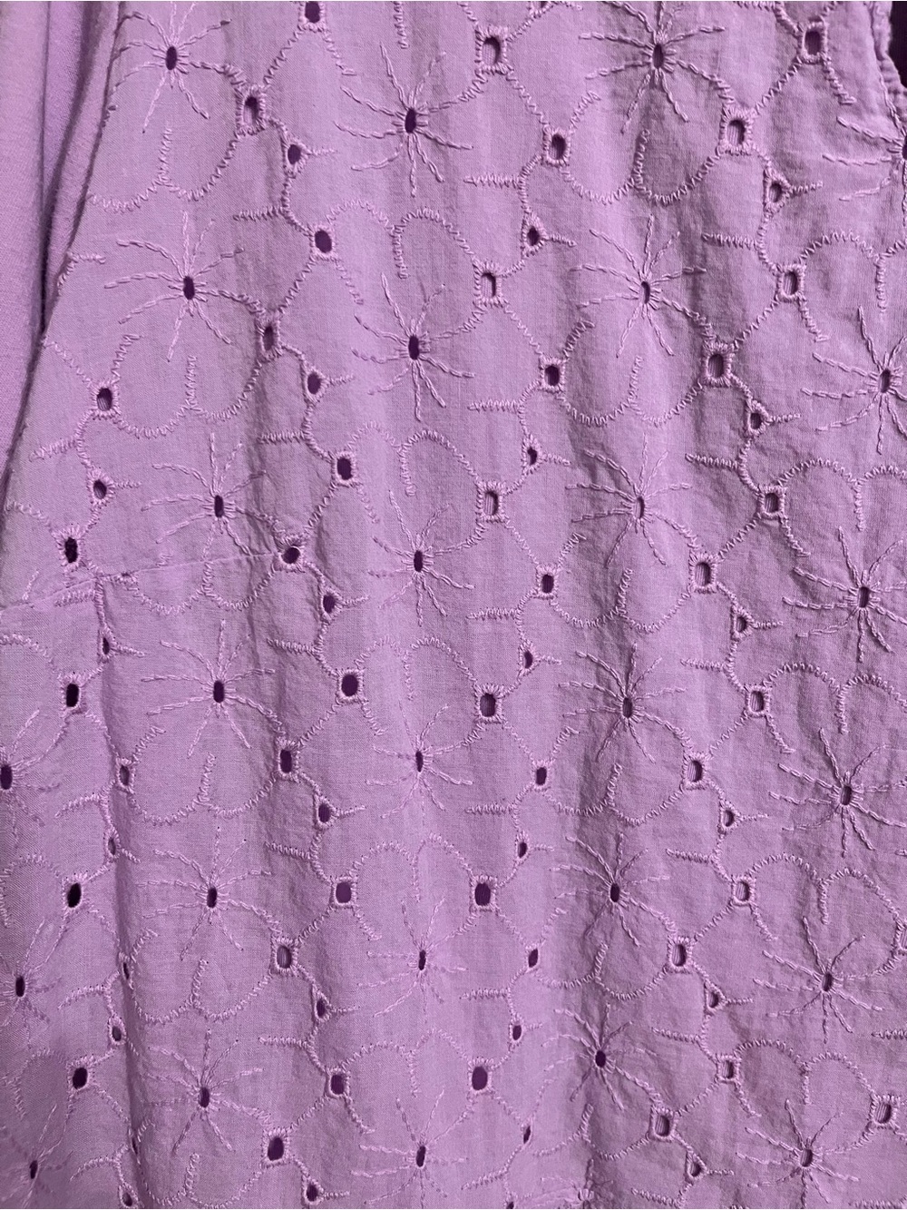 Isaac Mizrahi Lavender Embroidered Eyelet Peplum Top - Picture 3 of 3